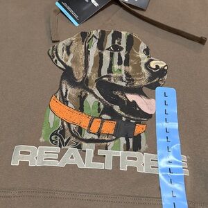 Realtree Men's Taupe Hoodie with Dog Graphic L NWT